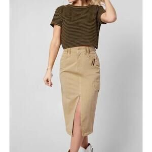 Free People Tan Midi Skirt